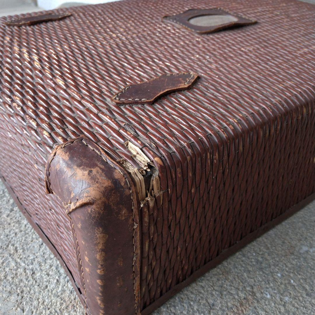 骨董品　昭和レトロ　手提柳行李　トランク　アンティーク　インテリア