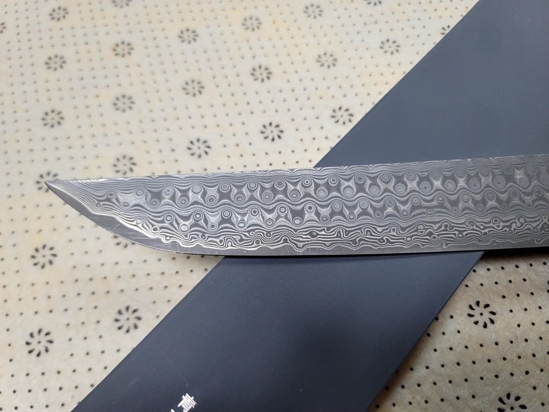 二唐刃物　暗紋 ダマスカス　sg2 筋引き　300ミリ