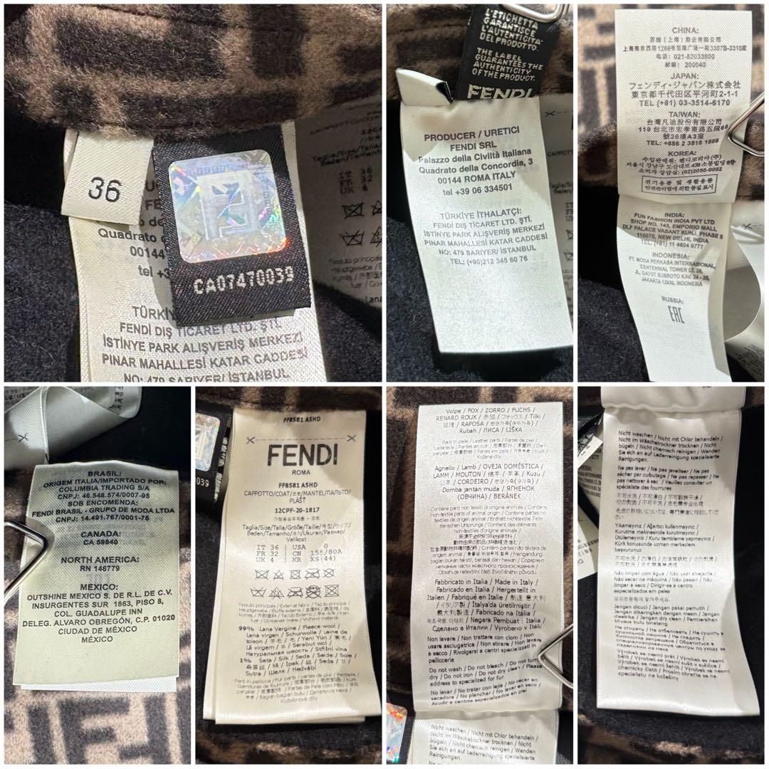 【未使用級】FENDI ロングコート リバーシブル ズッカ ファー 黒 36