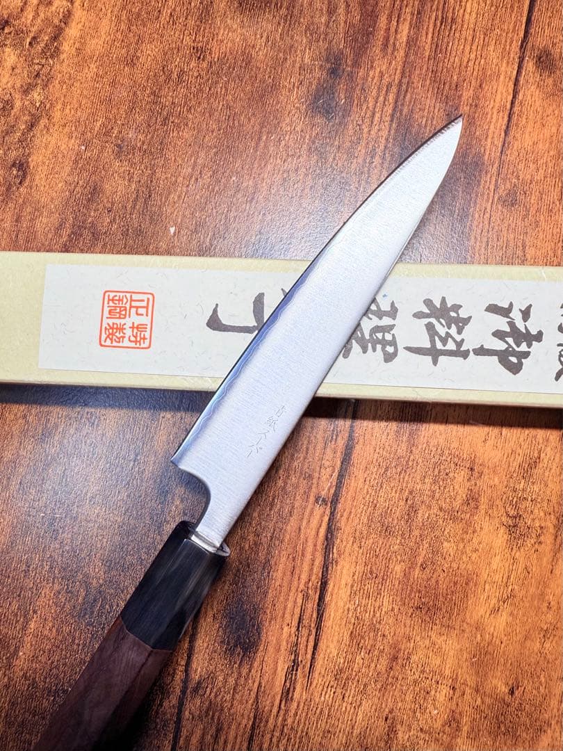 助松　ペティナイフ　青紙スーパー鋼　包丁　紫檀水牛八角柄