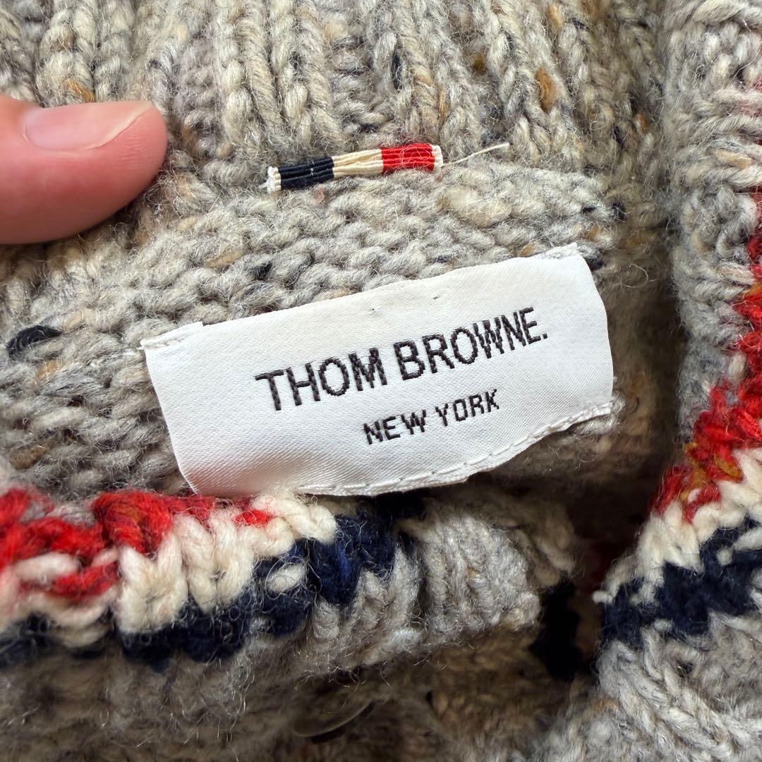 トムブラウン カーディガン ウール トリコロール 4bar グレー 2サイズ