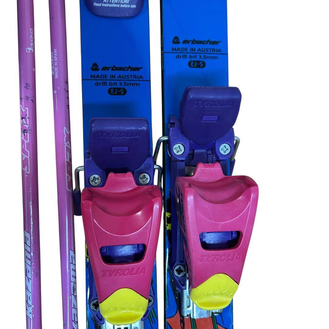 ⑤erbacher スキー板 ブーツストックジュニア3点セット青色 ⭐︎100cm