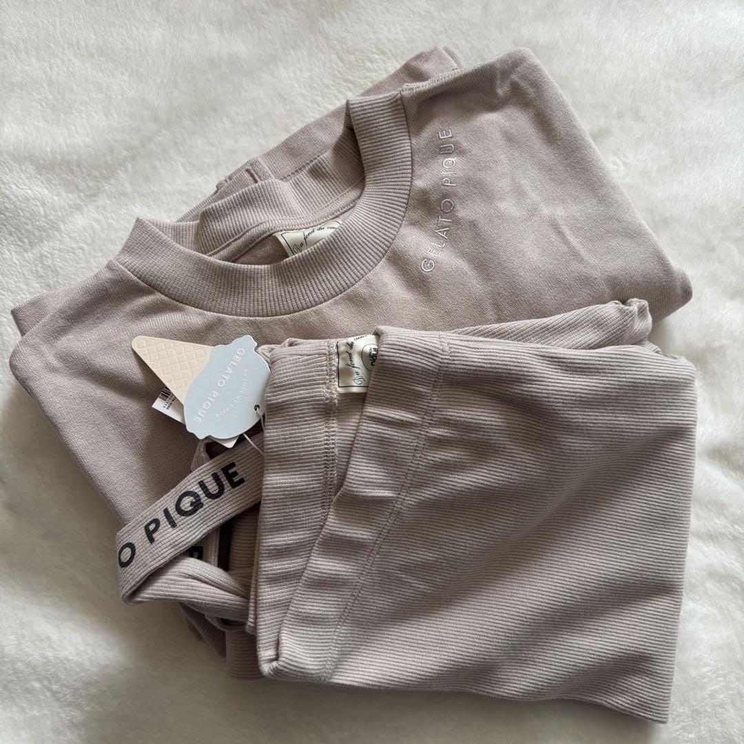 【新品】ジェラートピケ ルームウェア セットアップ ベージュ ロゴ入り 長袖