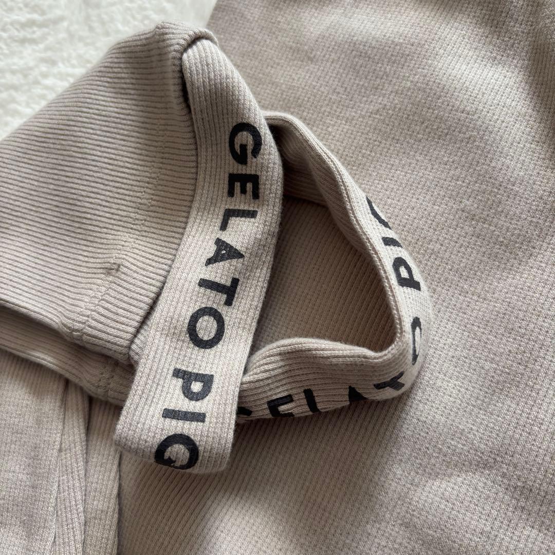 【新品】ジェラートピケ ルームウェア セットアップ ベージュ ロゴ入り 長袖