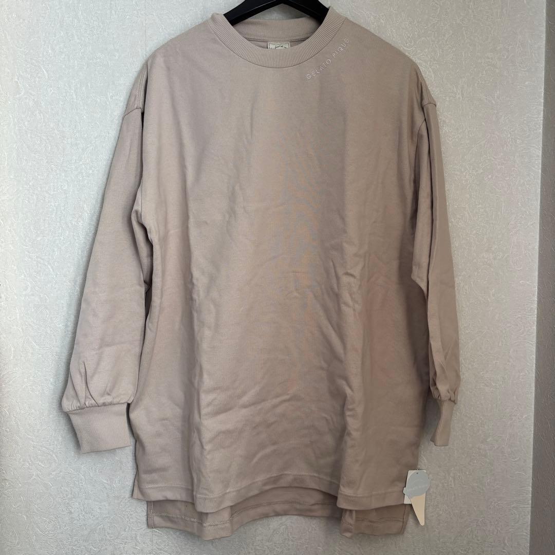 【新品】ジェラートピケ ルームウェア セットアップ ベージュ ロゴ入り 長袖