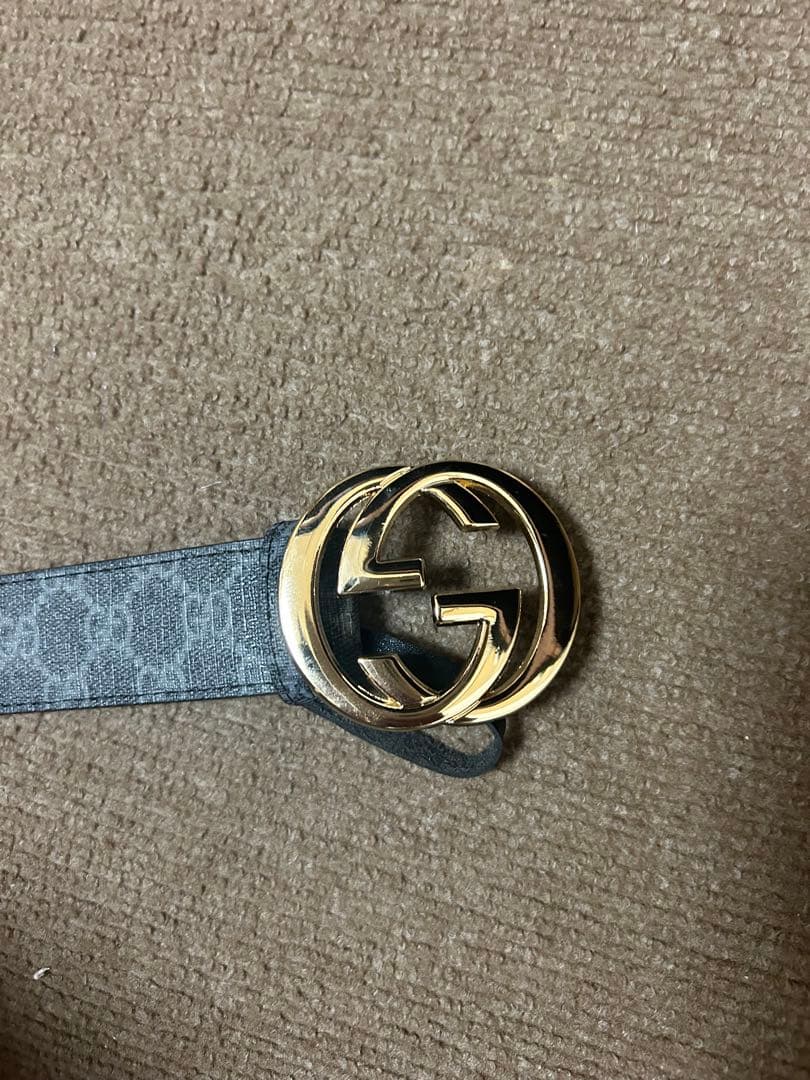 GUCCI GGパターン ベルト グレー ゴールドバックル