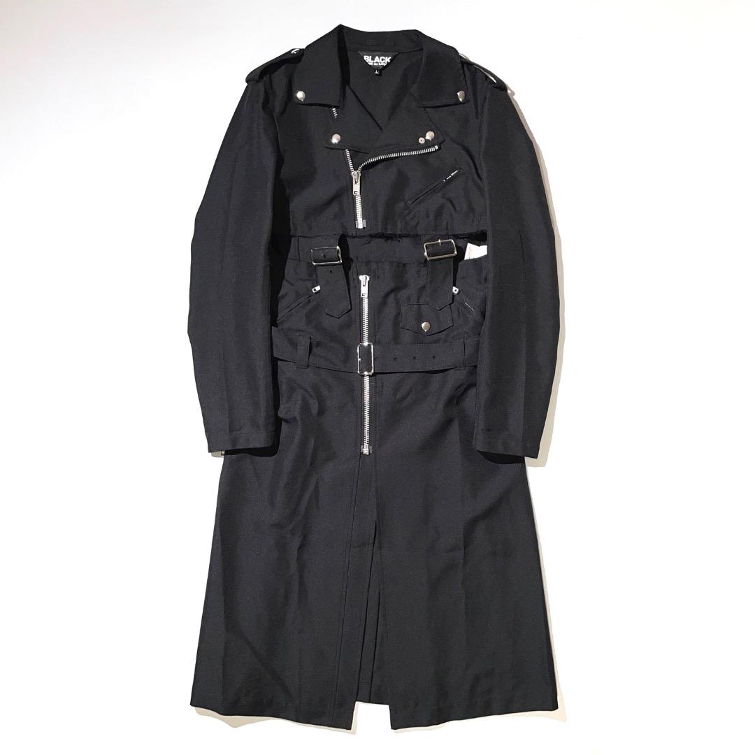 21aw BLACK COMME des GARCONS ポリ縮ライダースコート