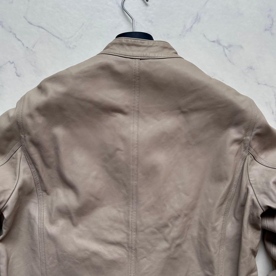 EMMETI JURI 羊革 シングルライダース ジャケット ベージュ 50