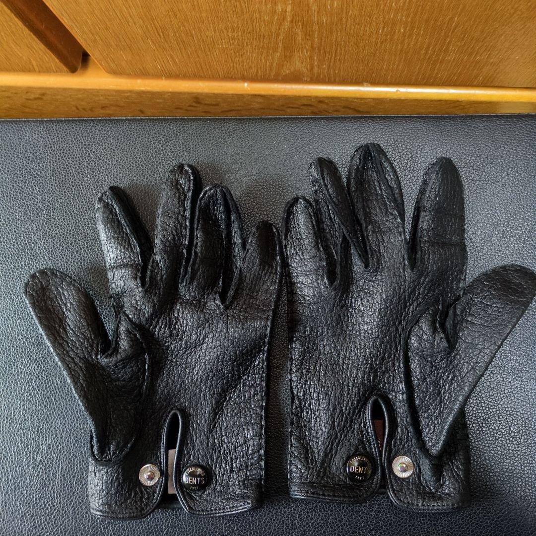 小物 DENTS MEN'S LEATHER GLOVE PECCARY BLACK