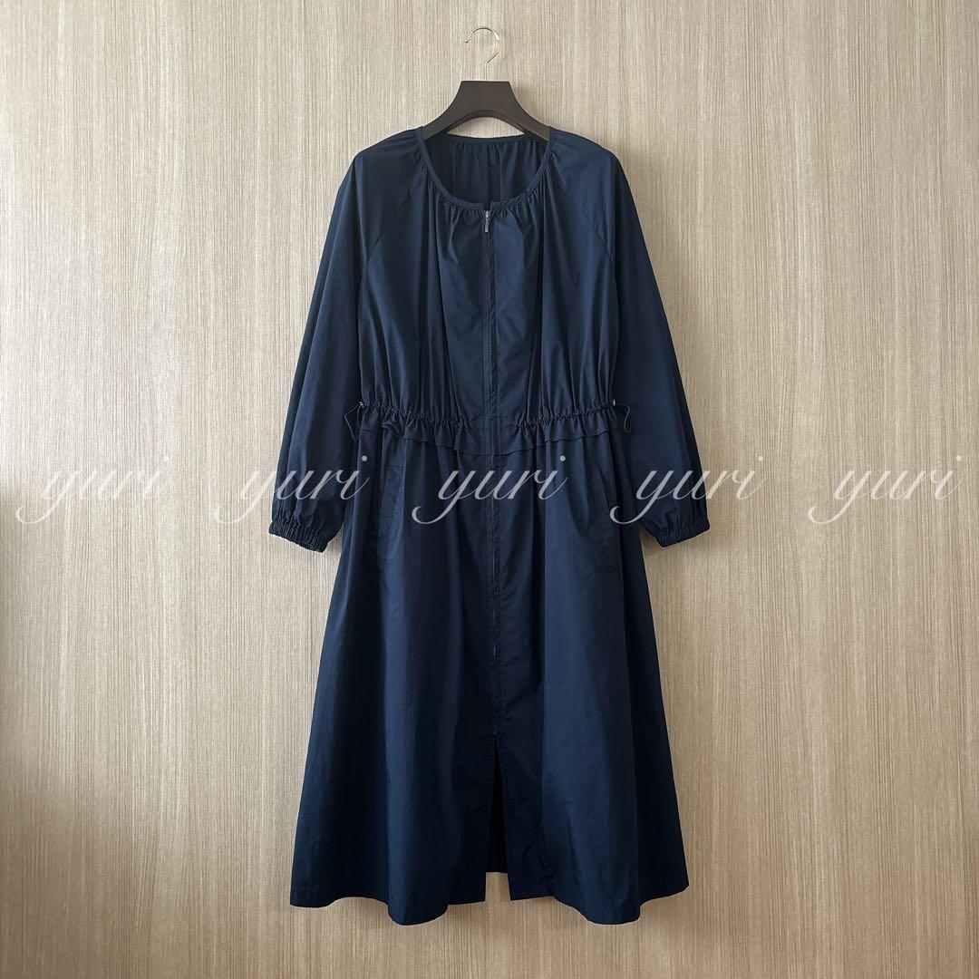 【595】アナイ　ウェザーストレッチロングブルゾン　濃紺　38