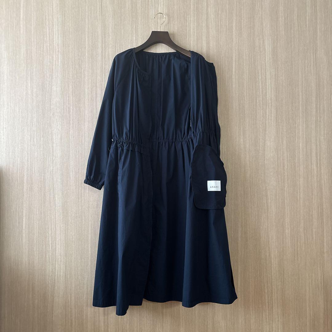 【595】アナイ　ウェザーストレッチロングブルゾン　濃紺　38