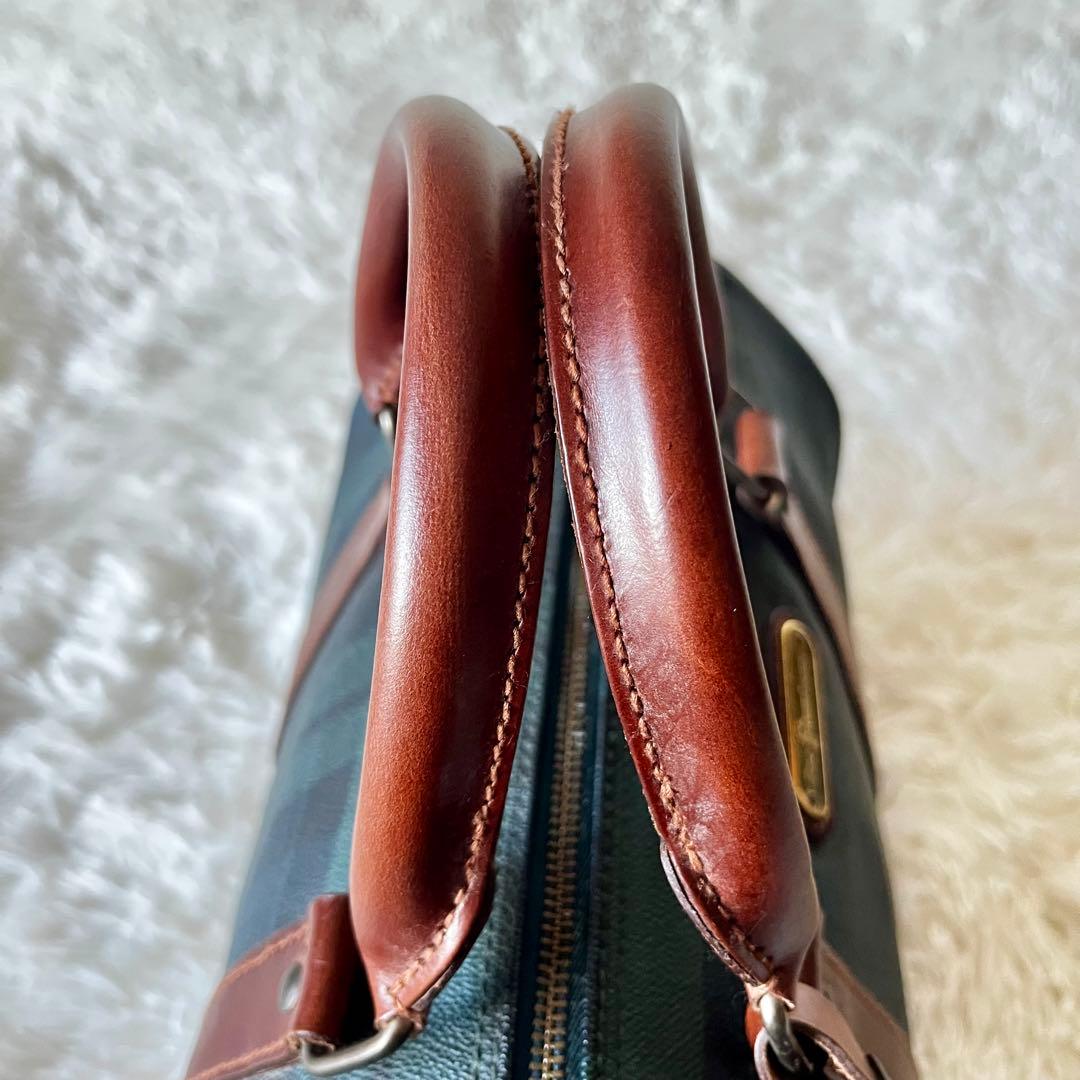 ✨美品✨ポロラルローレン ミニボストン バッグ　PVCレザー ブラックウォッチ