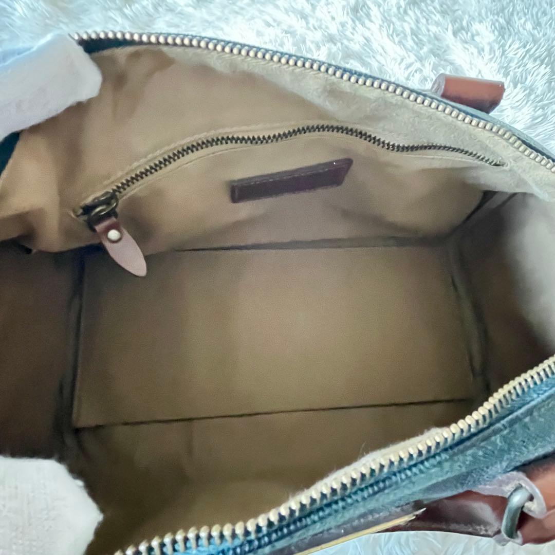 ✨美品✨ポロラルローレン ミニボストン バッグ　PVCレザー ブラックウォッチ