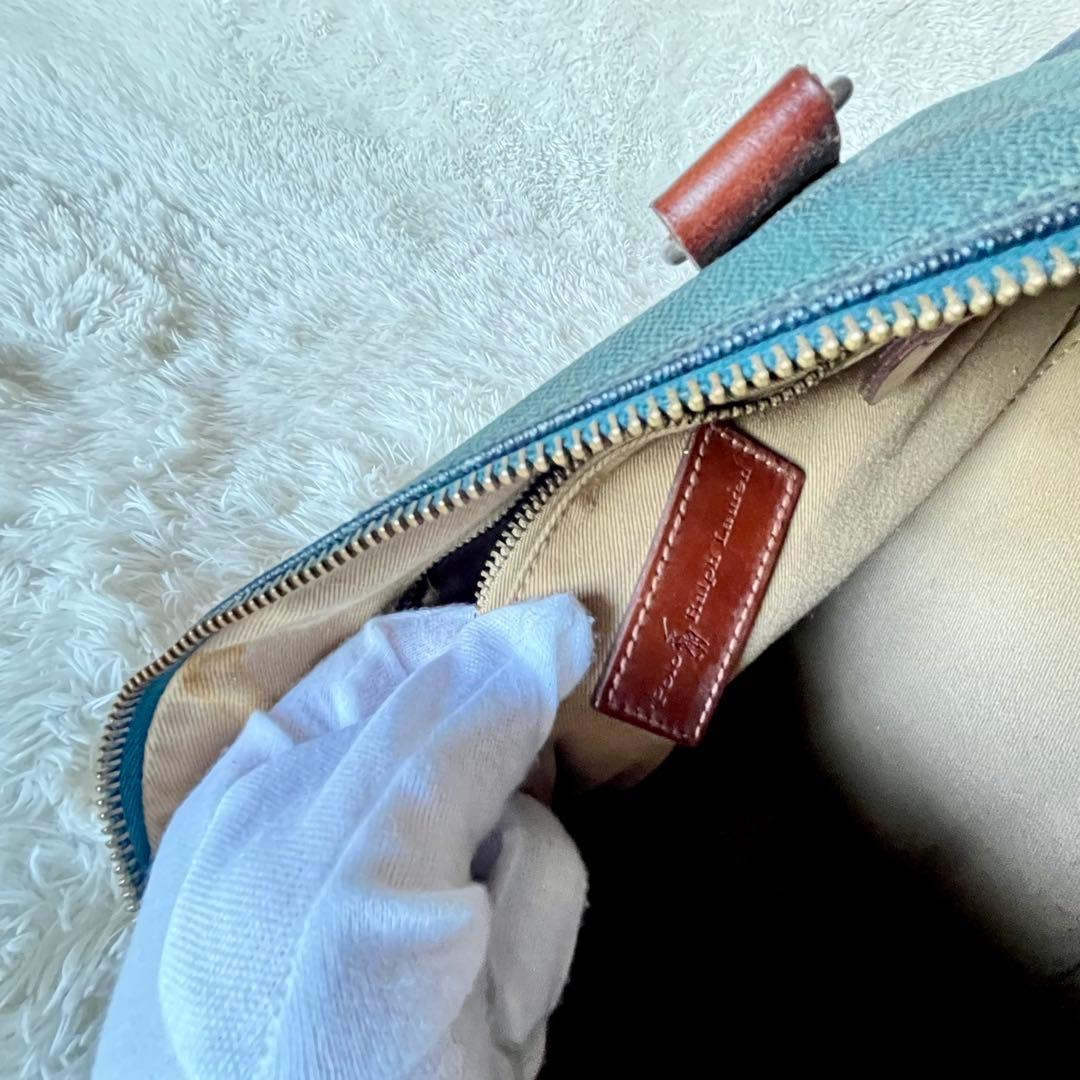 ✨美品✨ポロラルローレン ミニボストン バッグ　PVCレザー ブラックウォッチ