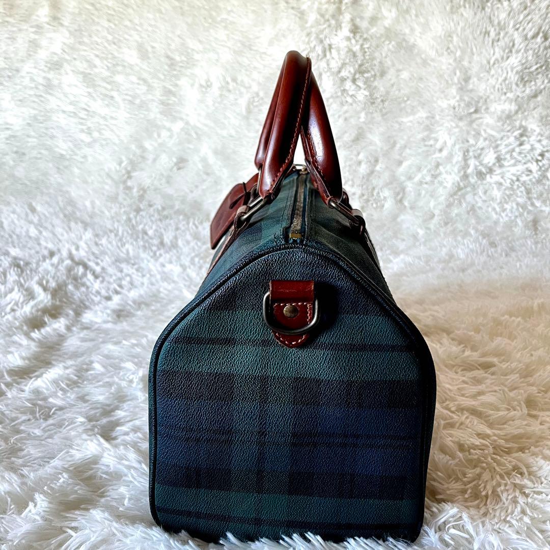 ✨美品✨ポロラルローレン ミニボストン バッグ　PVCレザー ブラックウォッチ