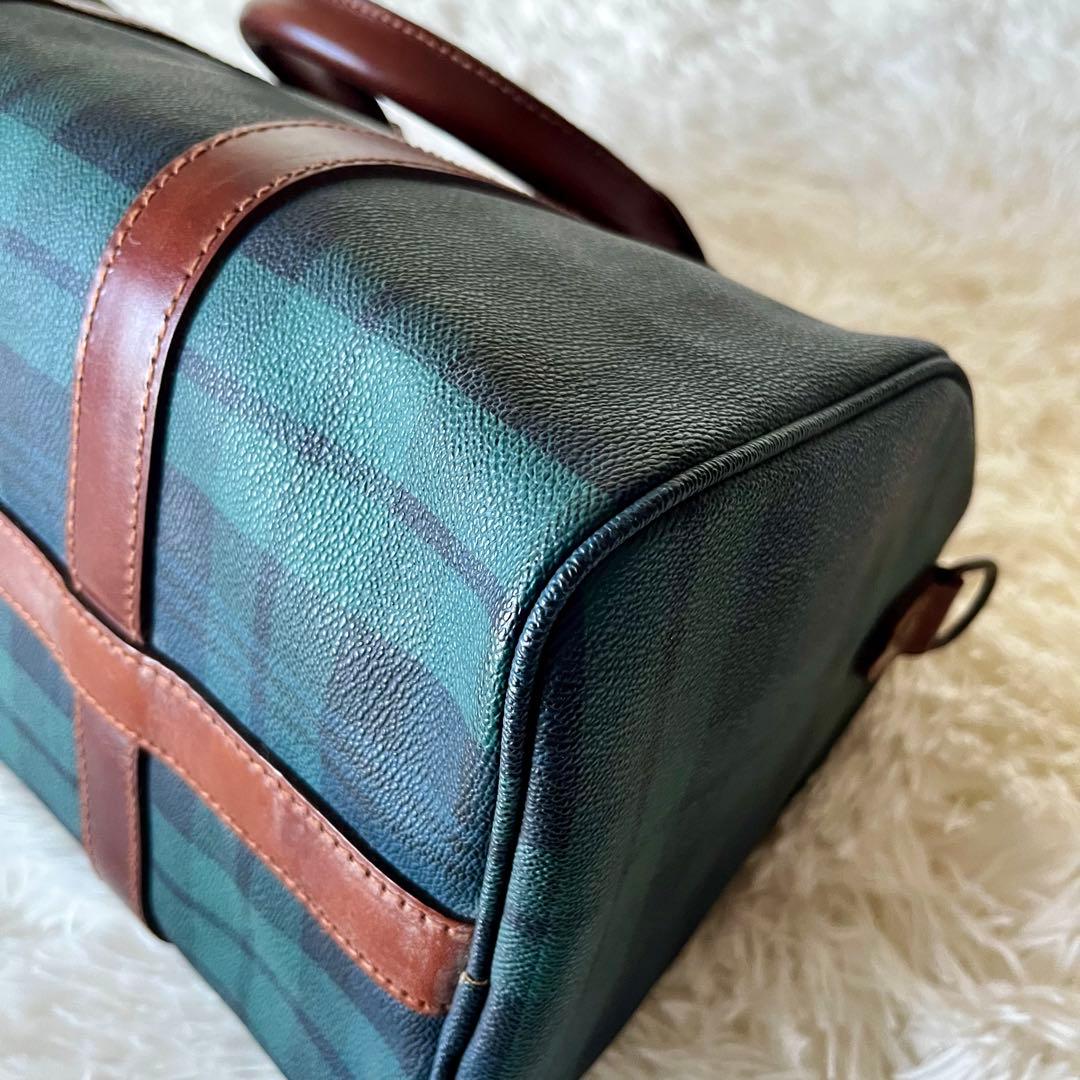 ✨美品✨ポロラルローレン ミニボストン バッグ　PVCレザー ブラックウォッチ