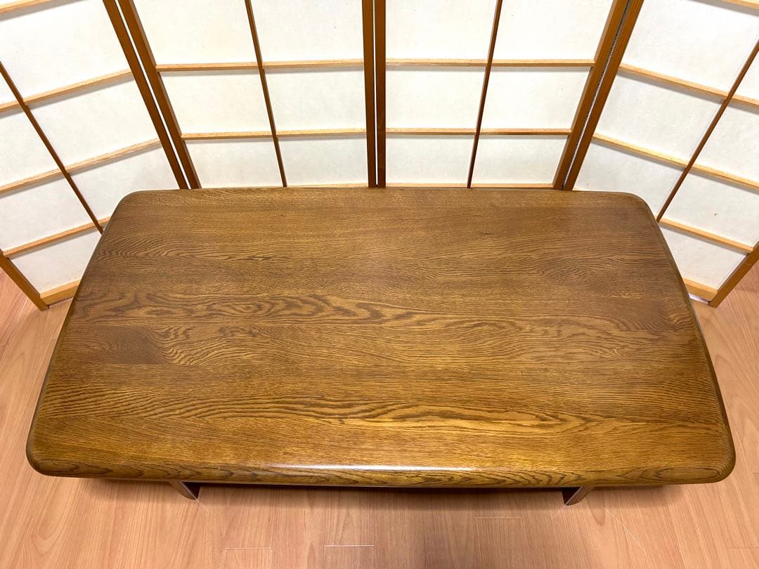 浜本工芸　ナラ無垢材　センターテーブル　ダークオーク