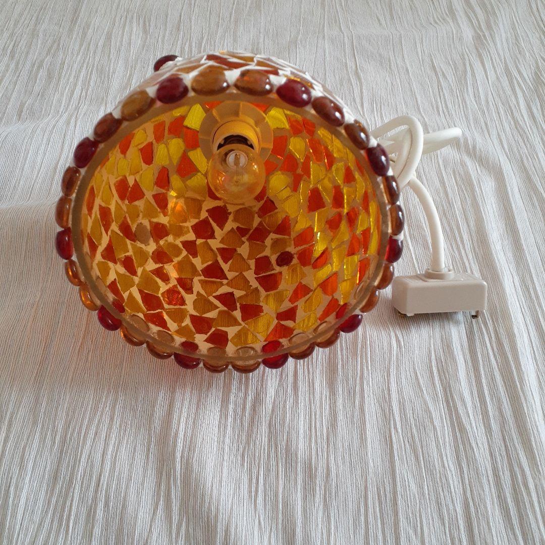 ステンドグラス調 ペンダントライト、オレンジ、黄色、赤色、タキズミ製