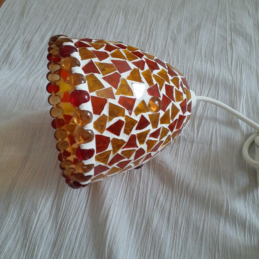 ステンドグラス調 ペンダントライト、オレンジ、黄色、赤色、タキズミ製
