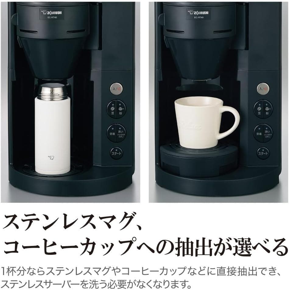 象印 全自動コーヒーメーカー・ステンレスサーバー付 EC-RT40-BA