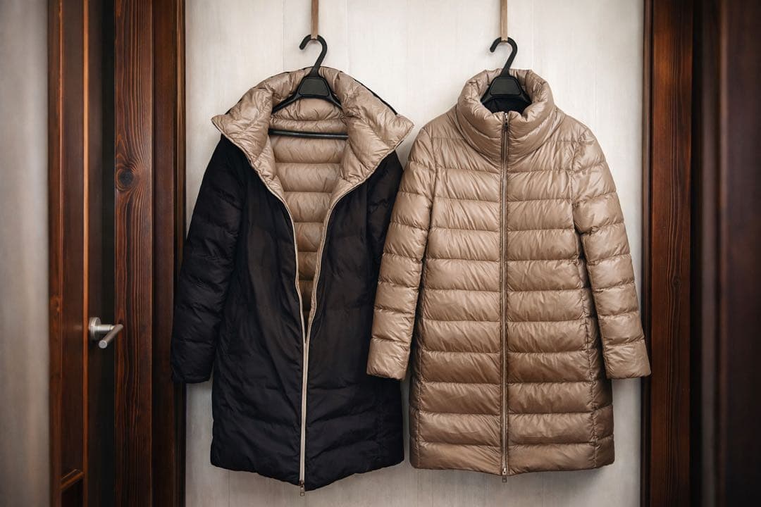 HERNO 44 リバーシブルダウンコート ベージュブラック ダウン95%