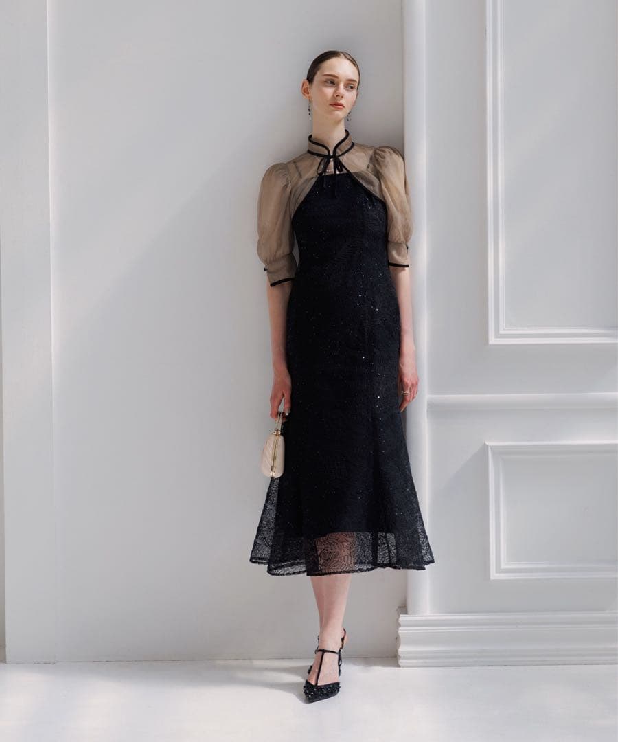 LEJA スパンコールボタニカルマーメイドボレロ2WAYワンピースドレス