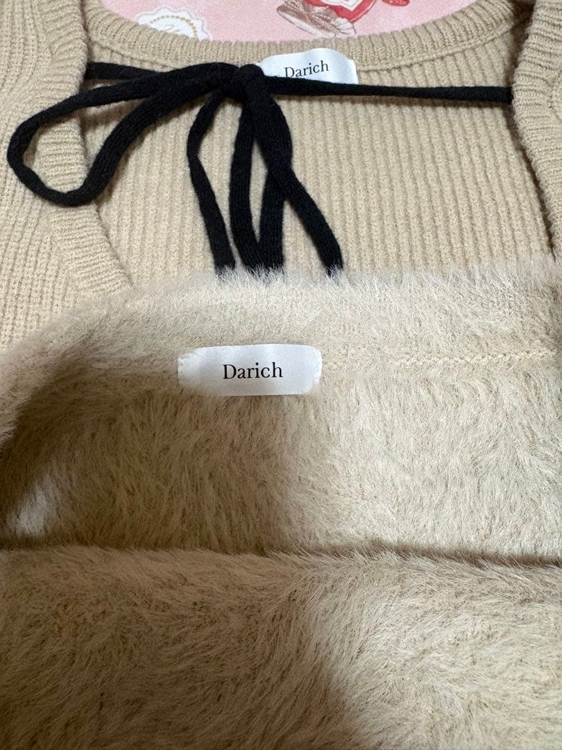 ダーリッチ アシメレイヤードニットトップス ベージュ