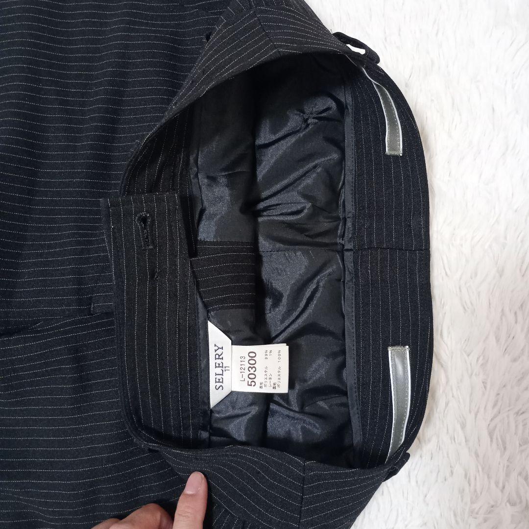 美品✨️Selery レディース スーツ 3ピース 11号 ストライプ