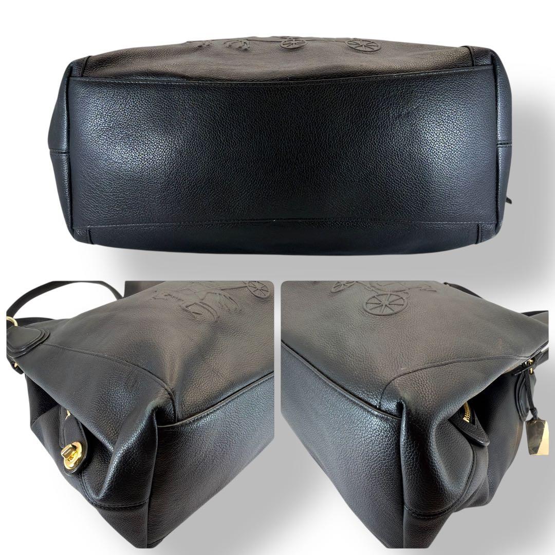 極美品 COACH トートバッグ オールレザー ブラック イーディ 33727