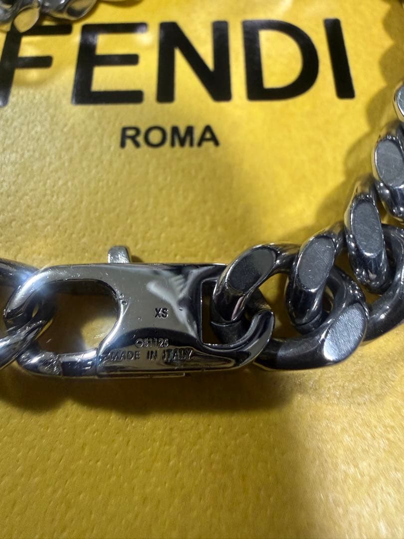 【美品】フェンディ　チェーン　ブレスレット　喜平　FF シルバー　ロゴ刻印