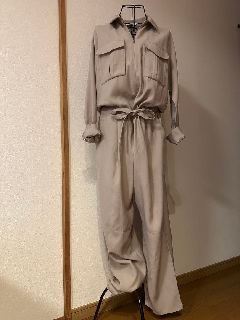 ayaneアヤン◇ブラウン オールインワン ウエストリボン付き