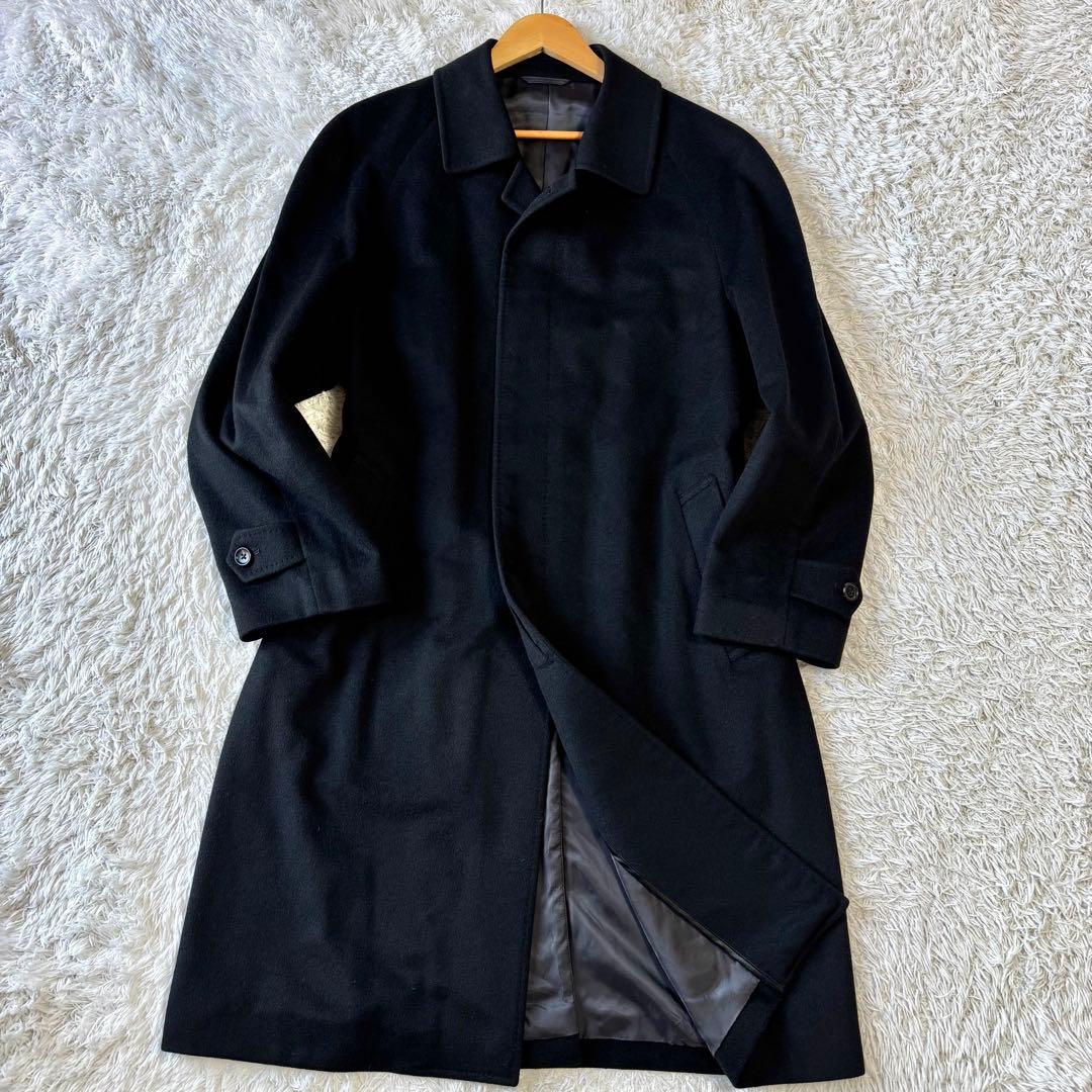 極美品　ベルモーレ　カシミヤ100％　ステンカラーコート　黒　ブラック　XL
