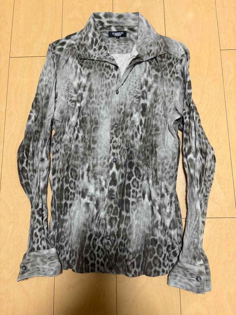 TORNADO MART シワ加工 レオパード ストレッチシアーシャツ　y2k