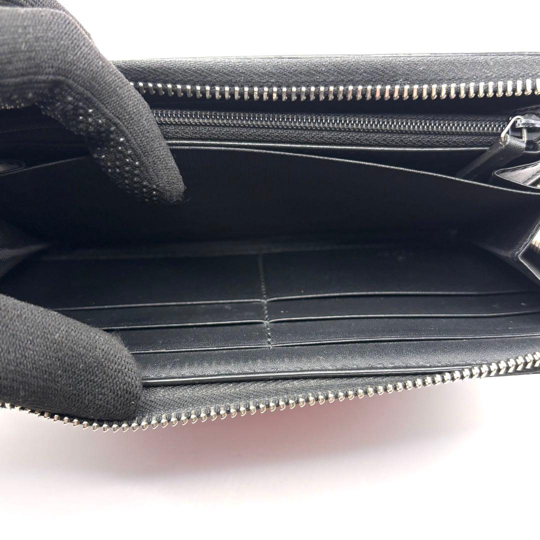 希少 グッチ 長財布 3Dアートプリント ラウンドファスナーレザー ブラック