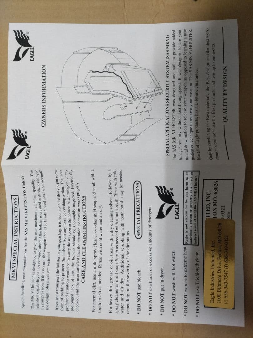 EAGLE SAS mk6 1911 右用ホルスターBK