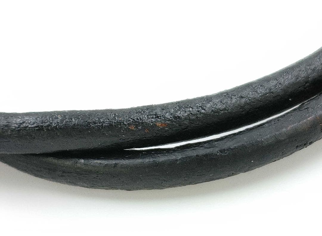 HERMES Hブレスレット黒レザー シルバーバングル