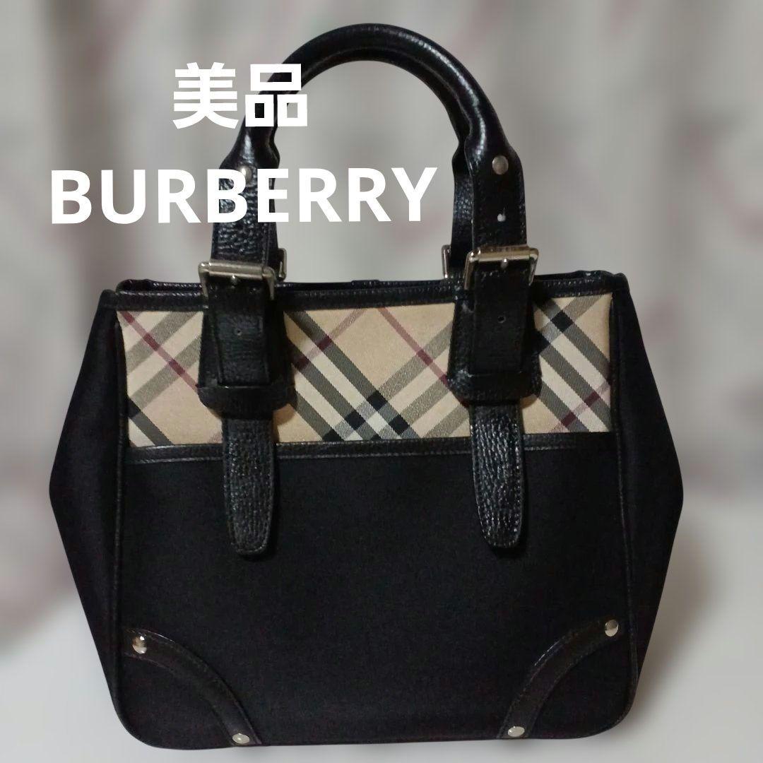 BURBERRY バーバリー ノバチェック レザー キャンバス トートバッグ