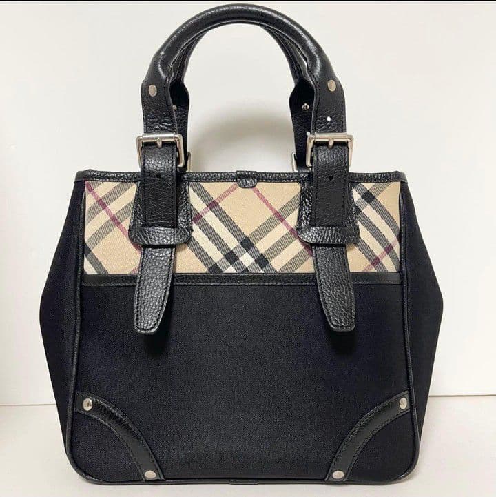 BURBERRY バーバリー ノバチェック レザー キャンバス トートバッグ