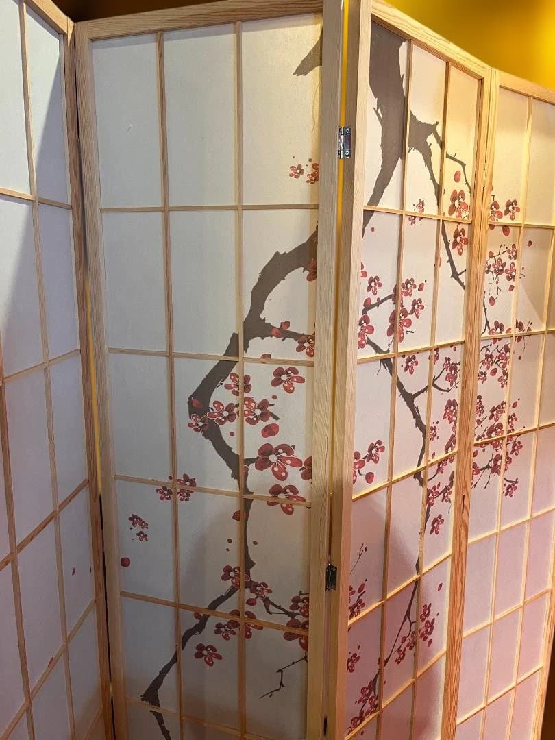 桜デザイン 木製折りたたみパーテーション 約180cm