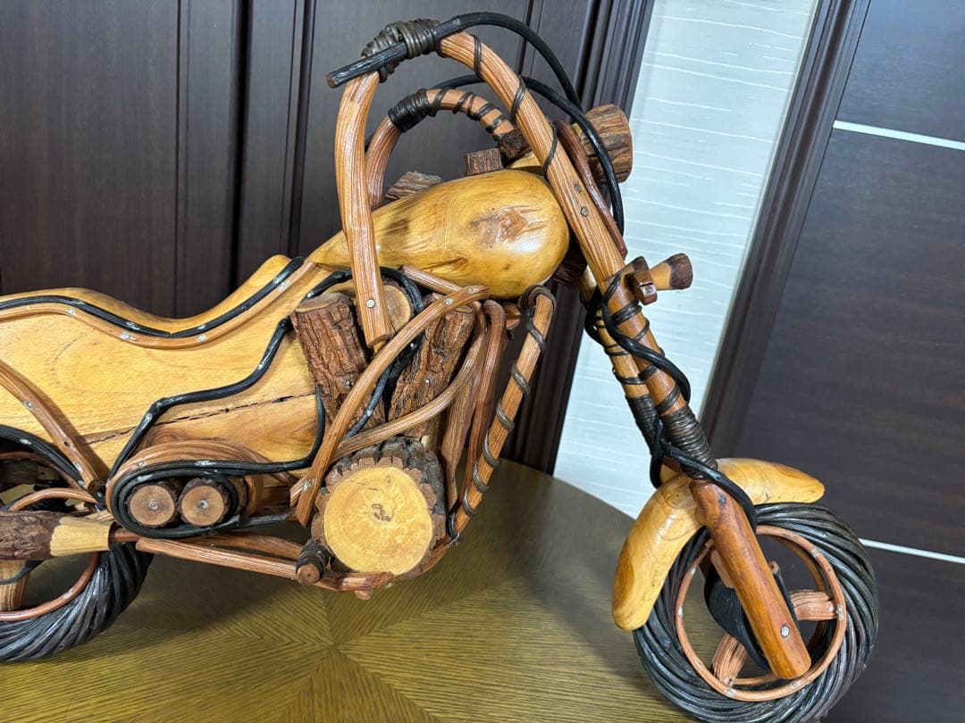 木製バイク置物　天然木　装飾品コレクターズアイテム　ハーレーダビットソン70cm