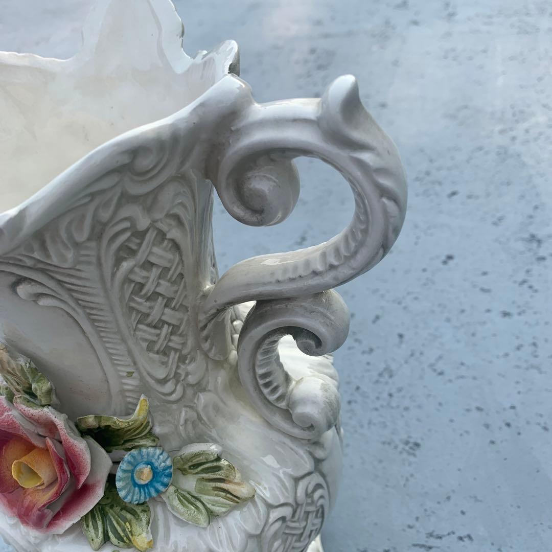 アンティーク花瓶イタリア製フラワーベース ロココ調クラシック 手描き