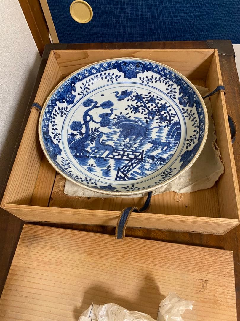 明末清初 大皿 唐物 花鳥 珍品 順治年製