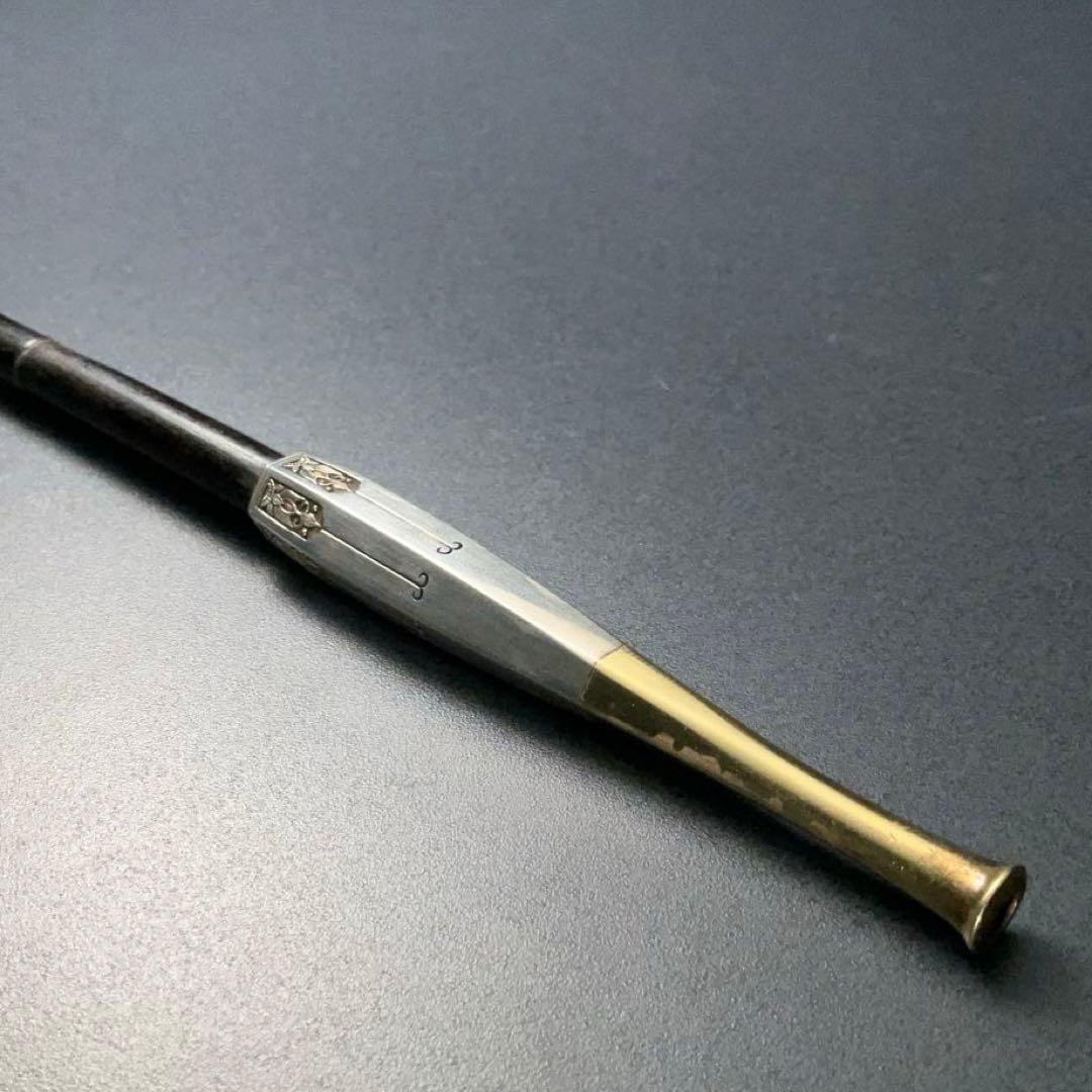 銀製煙管　唐花　瓔珞　キセル　アンティーク　骨董　6R1257お2