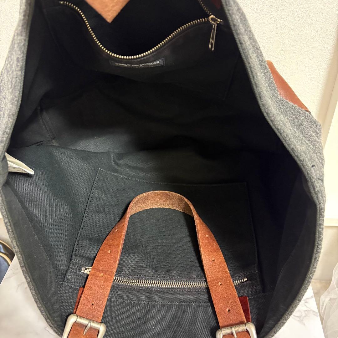 コムデギャルソンオム トートバッグ A4収納 ウール　レザー 肩掛け アーカイブ