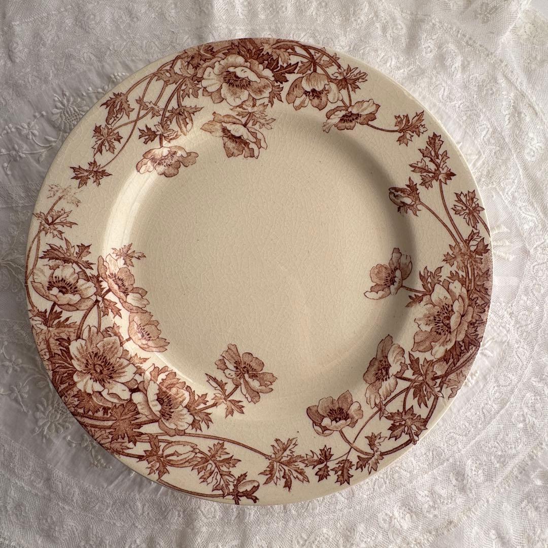 フランスアンティーク Gien ジアン Anemones ケーキスタンド