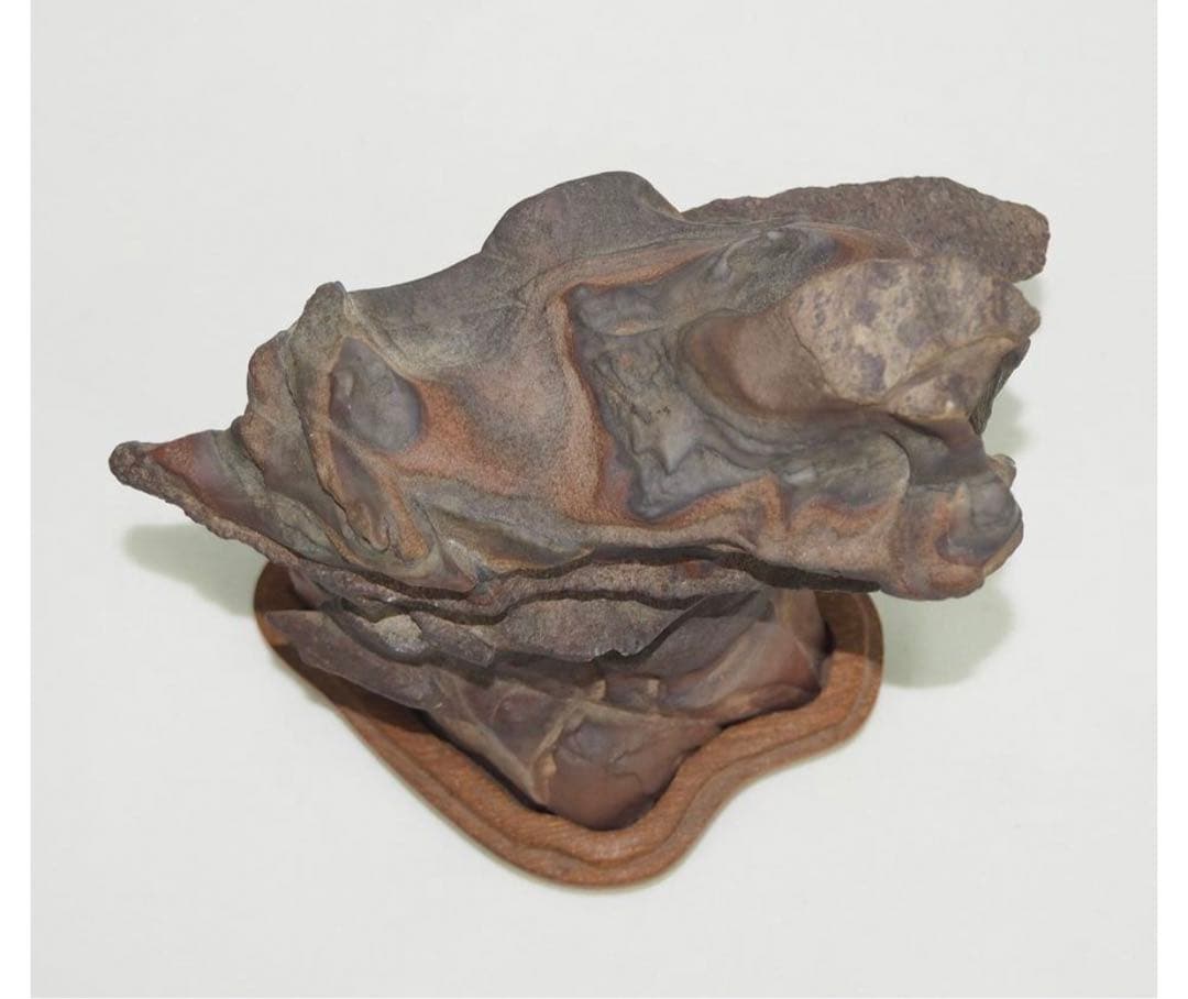 送料無料水石愛好家蔵品放出 山水石鑑賞石 天然石 盆石 奇石 茶道具置物　唐木台