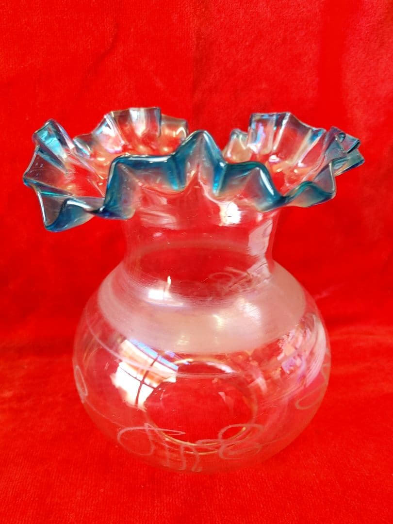 座敷ランプ　青色金魚鉢形ガラスシェード