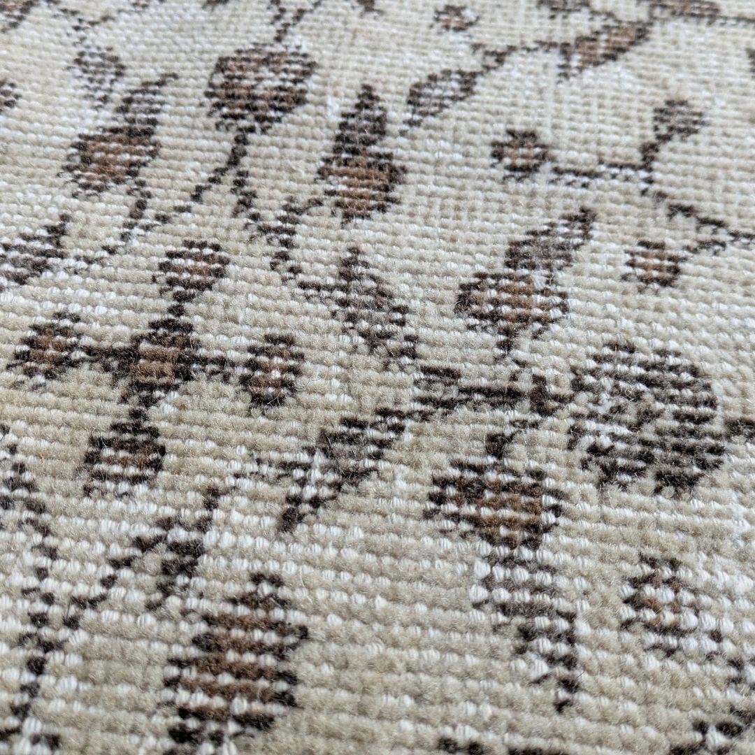 93×128 シンプルボタニカル　ベージュ×ブラウントルコヴィンテージラグ