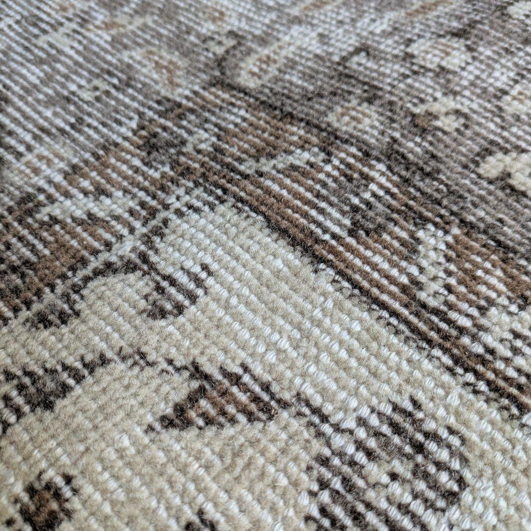 93×128 シンプルボタニカル　ベージュ×ブラウントルコヴィンテージラグ