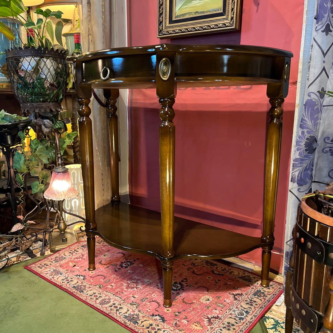 アンティークPT ハーフラウンドアクセントコンソールキャビネット